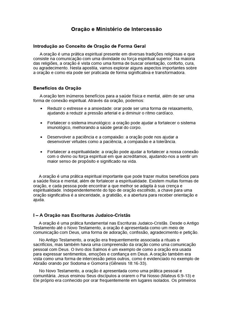 Ministério de Oração e Intercessão | PDF