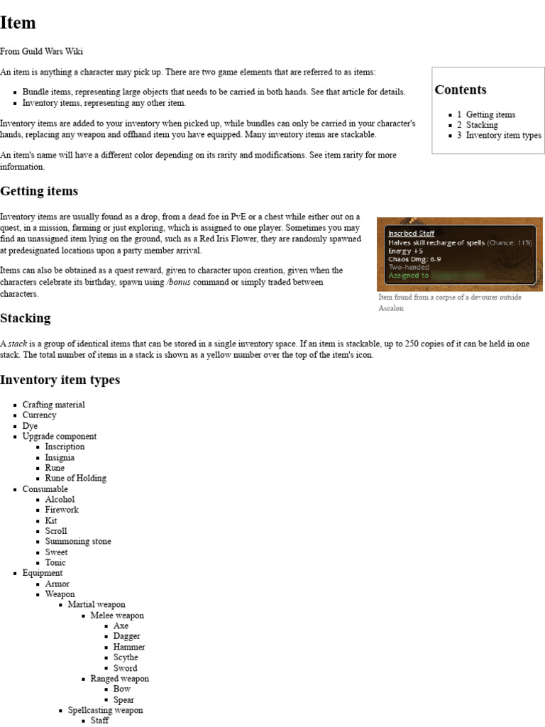 Guild Wars Item Types and Usage Guide | PDF