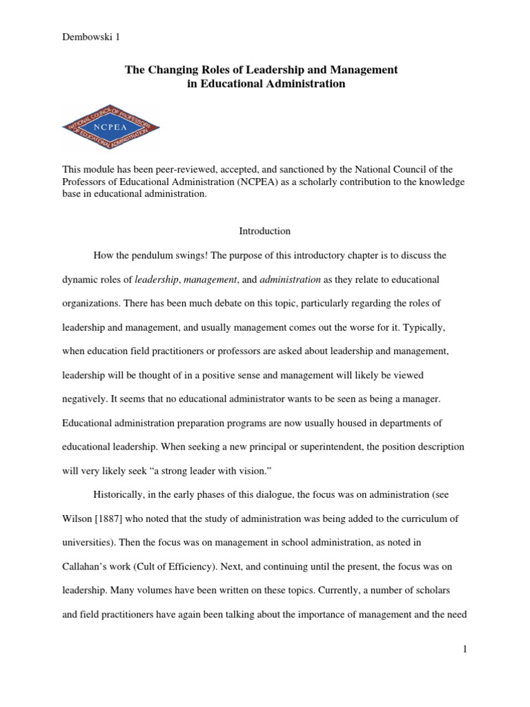 Leadership vs. Management in Education | PDF | Leadership | Power ...