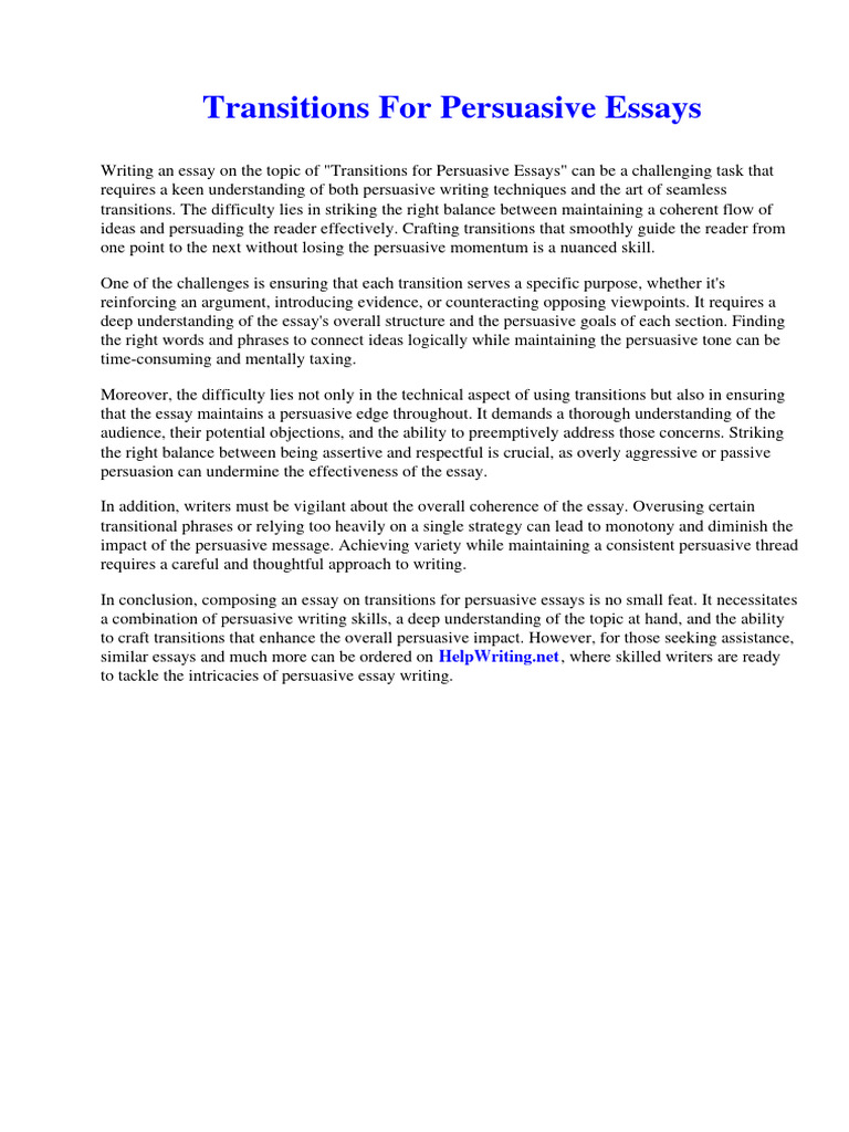 WHAT IS THE PURPOSE OF TRANSITION WORDS IN PERSUASIVE WRITING intelligence overview