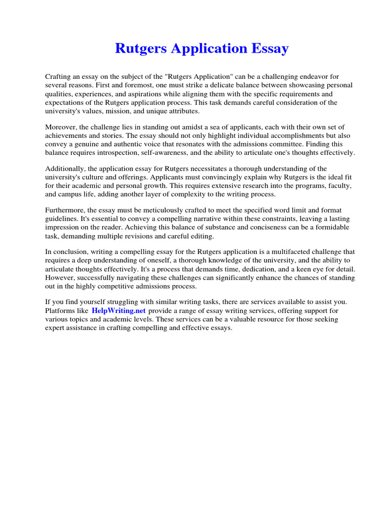 Rutgers Application Essay PDF Ruth (Biblical Figure) Huckleberry Finn