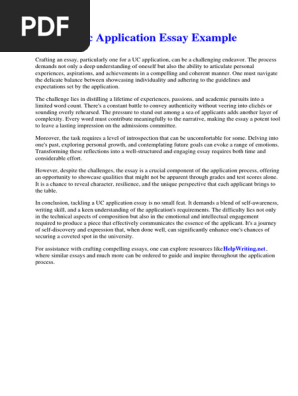 Uc Application Essay Example | PDF | Tunnel | Franchising