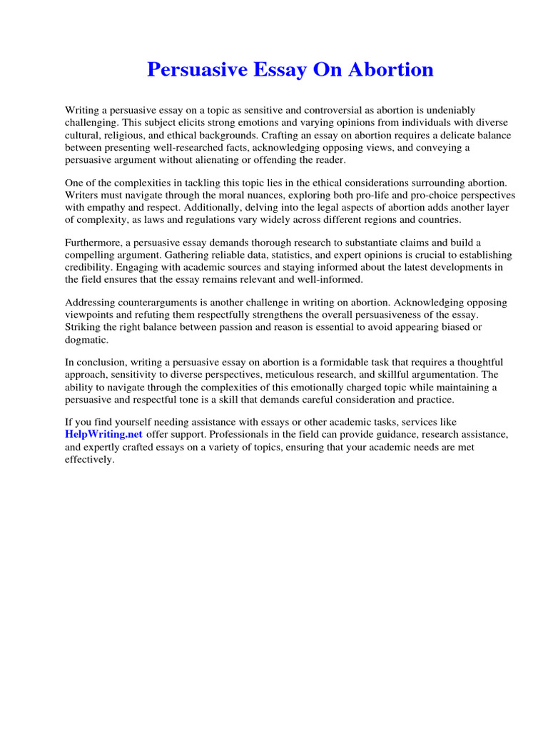 Persuasive Essay On Abortion | PDF | Taxes | Minotaur