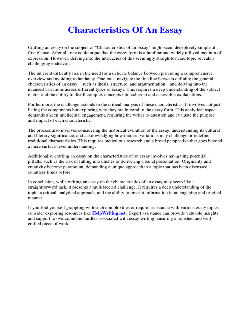 Characteristics of An Essay | PDF | Benzodiazepine | Diseases And Disorders