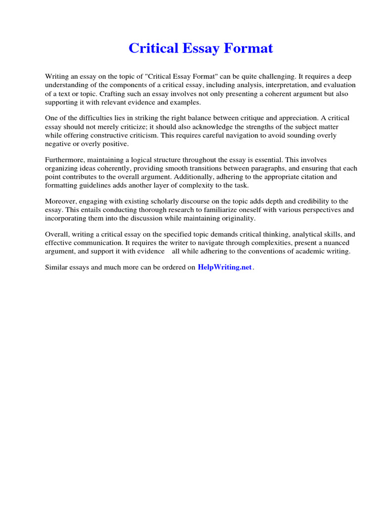 Critical Essay Format | PDF | Essays | Encryption