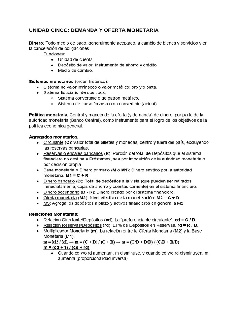Demanda y Oferta Monetaria Explicadas | PDF | Dinero | Oferta de dinero