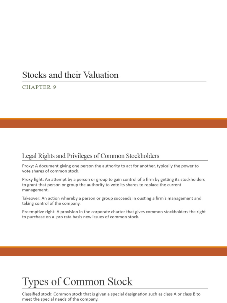 Chapter 9 Stocks And Their Valuation Pdf Stocks Valuation Finance