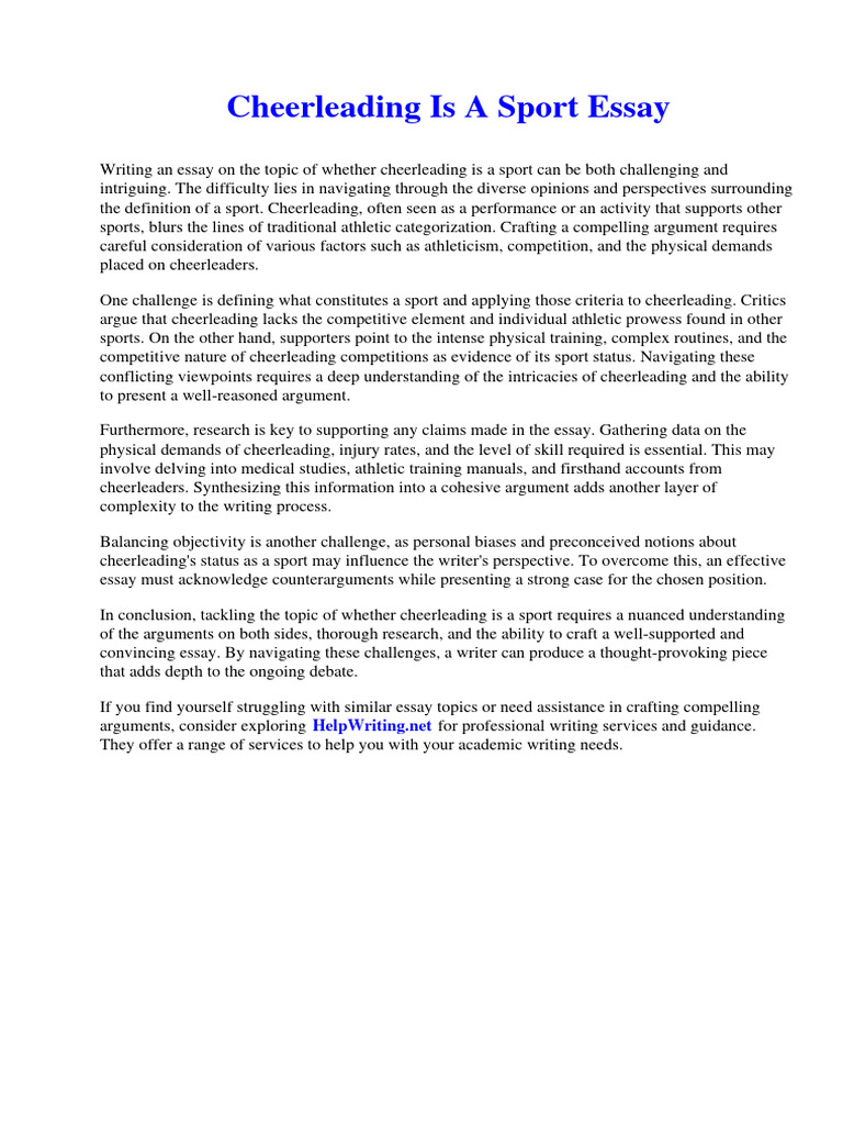 Cheerleading Is A Sport Essay PDF Essays Ethan Frome