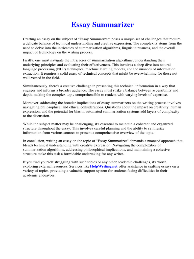 Essay summarizer pdf