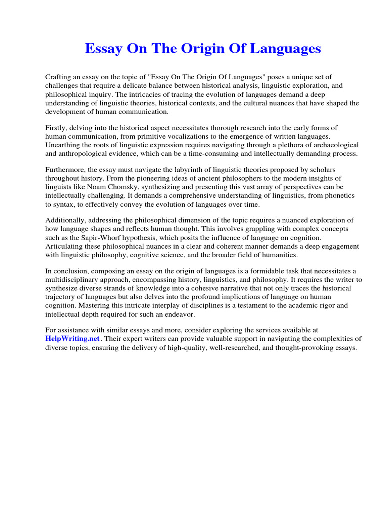 Essay on the origin of languages pdf