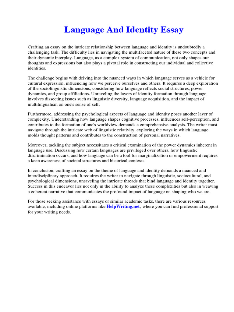 Exploring Language and Identity Dynamics | PDF | Identity (Social ...