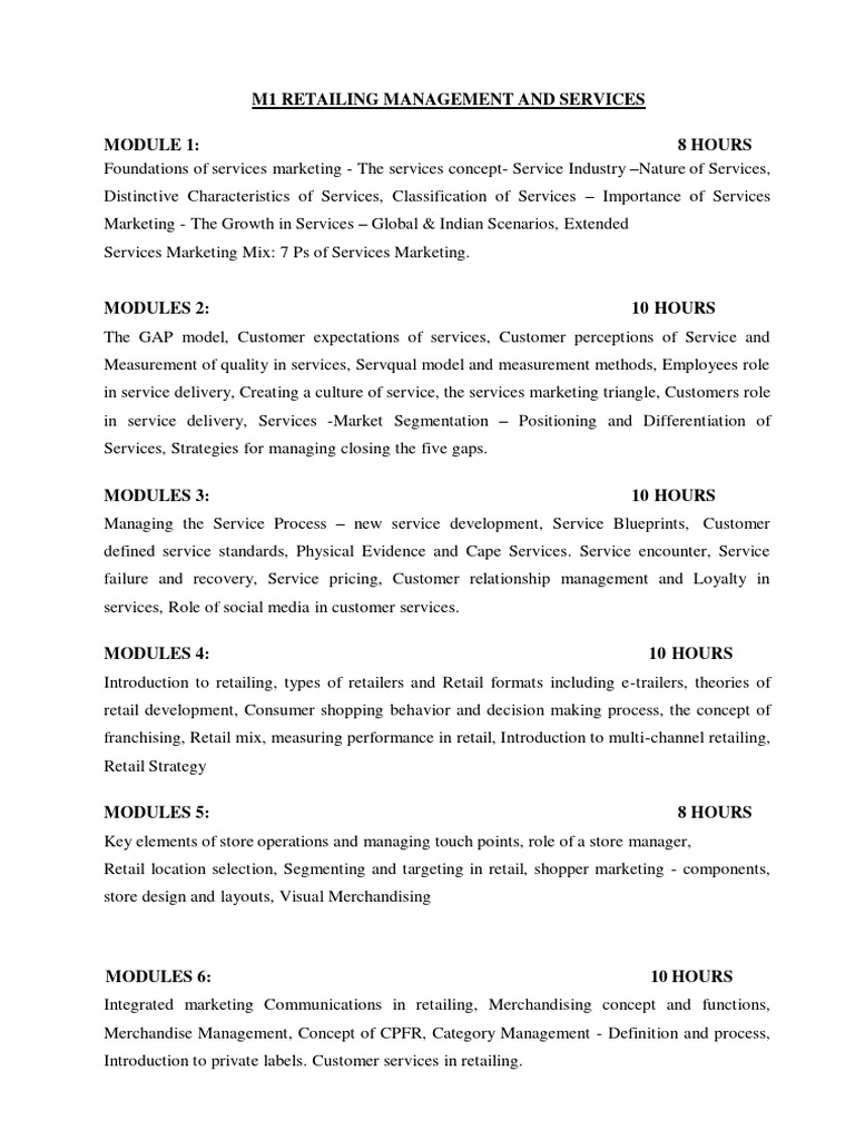 Retail Management and Services Overview | PDF | Retail | Marketing