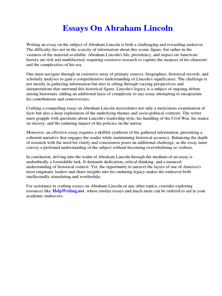 Essays On Abraham Lincoln | PDF | Apple Inc. | Fed Ex
