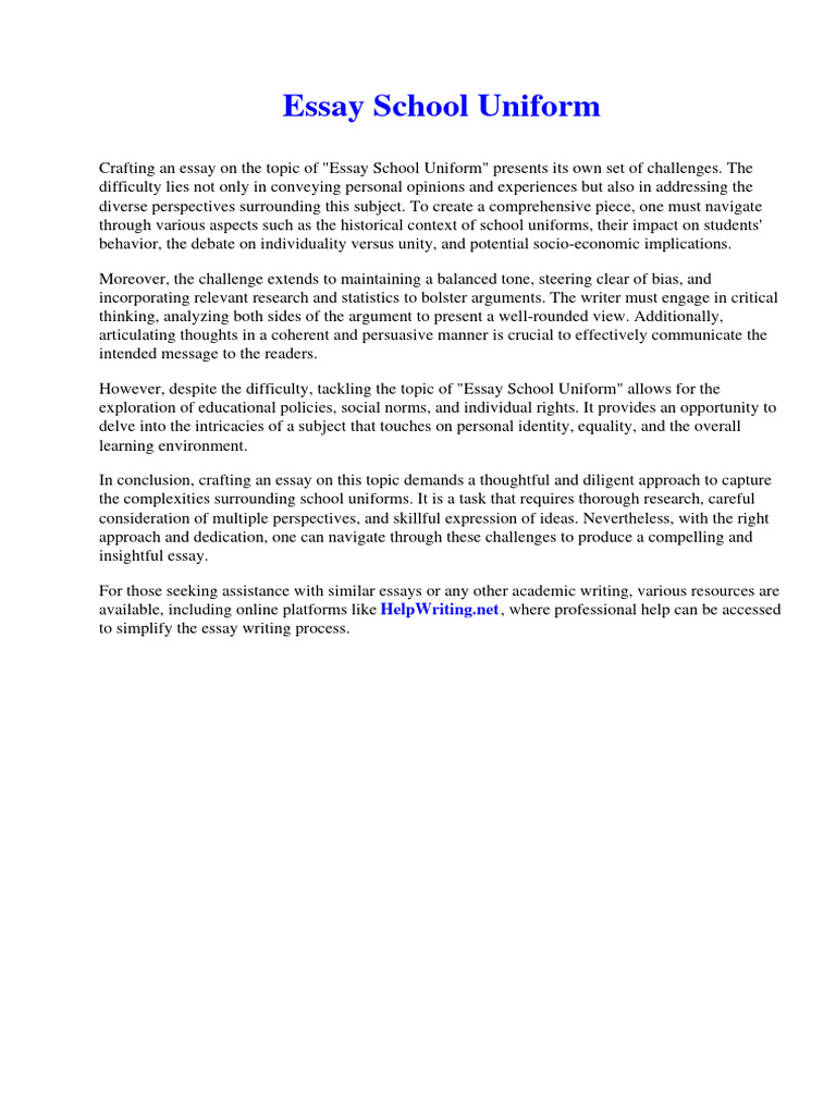 Essay School Uniform PDF Essays Thought
