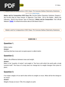 Matter and Its Composition ICSE Class-7th Concise Selina Chemist