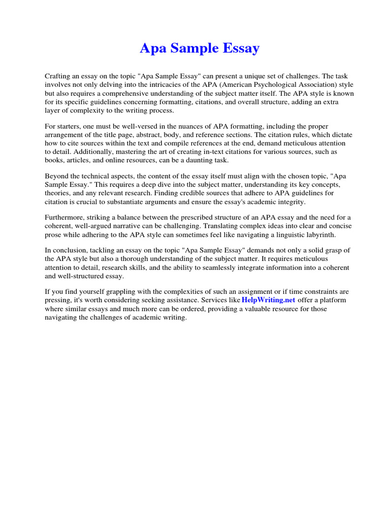 Apa sample essay pdf food security epistle to the romans