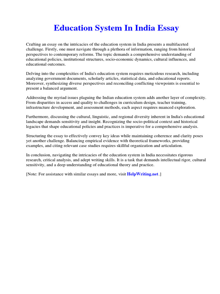 EDUCATION SYSTEM IN INDIA ESSAY PDF intelligence overview