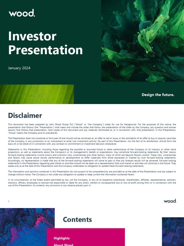 Wood Investor Presentation January 2024 Pdf Free Cash Flow Economies
