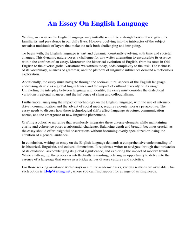 An essay on english language pdf social work anime