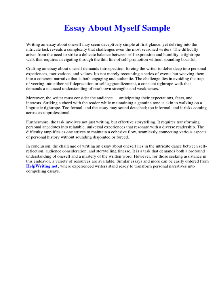 Essay About Myself Sample | PDF | Coeliac Disease | Weakness