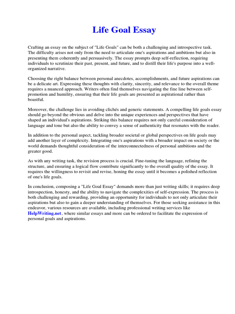 Life Goal Essay Download Free PDF Poetry Essays