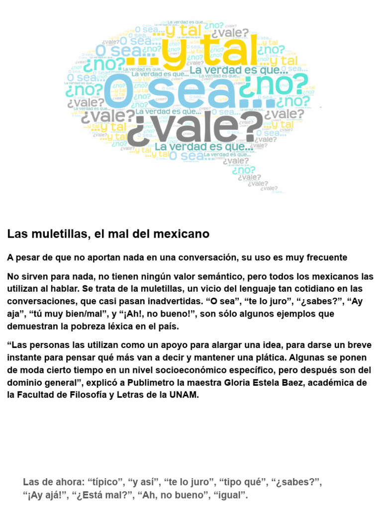 Muletillas: el vicio del lenguaje mexicano | PDF