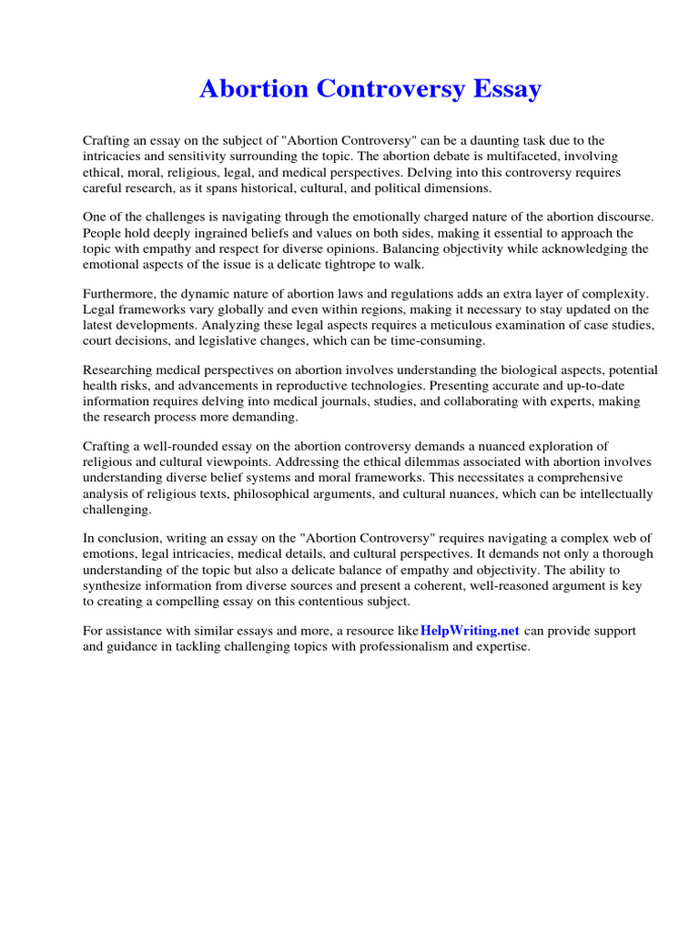 Navigating the Abortion Controversy Essay | PDF | Minimum Wage | Paintings