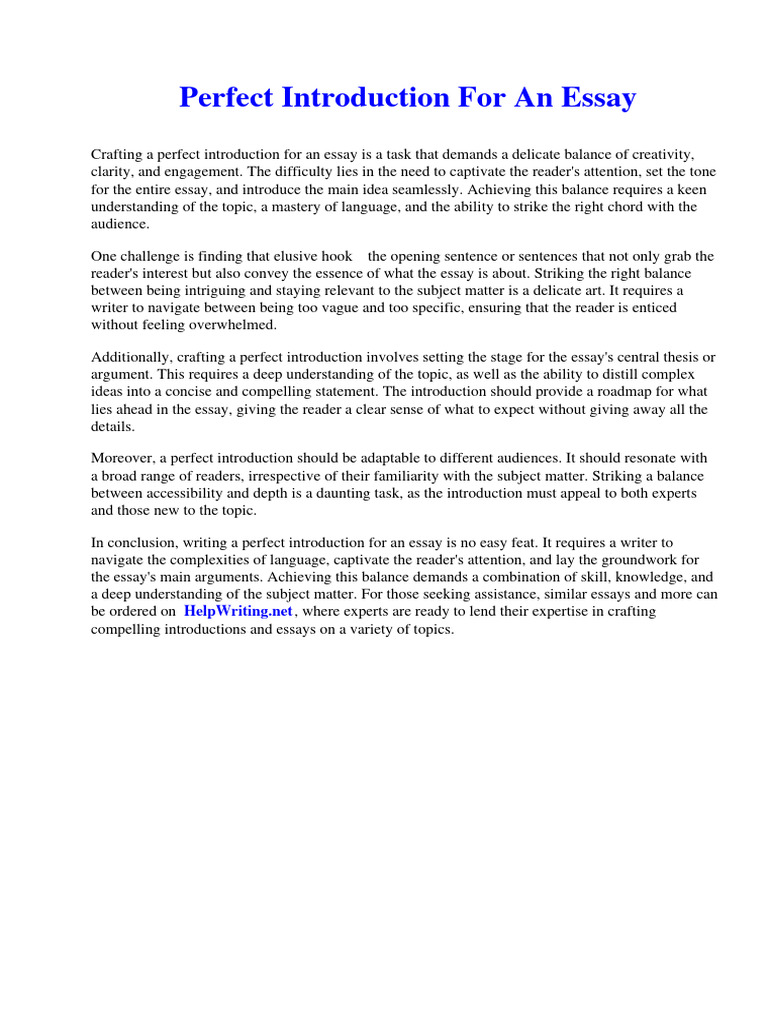 Perfect Introduction For An Essay | PDF