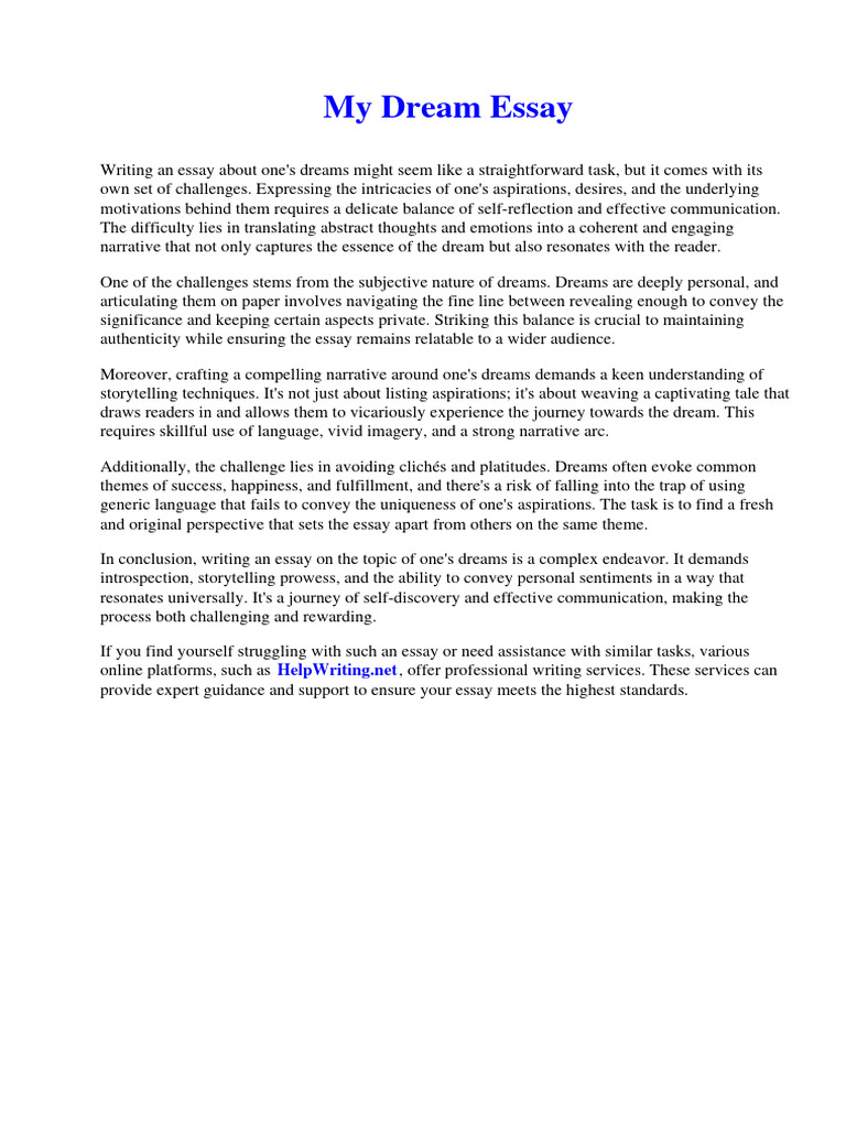 My Dream Essay | PDF | Marilyn Monroe | Narrative