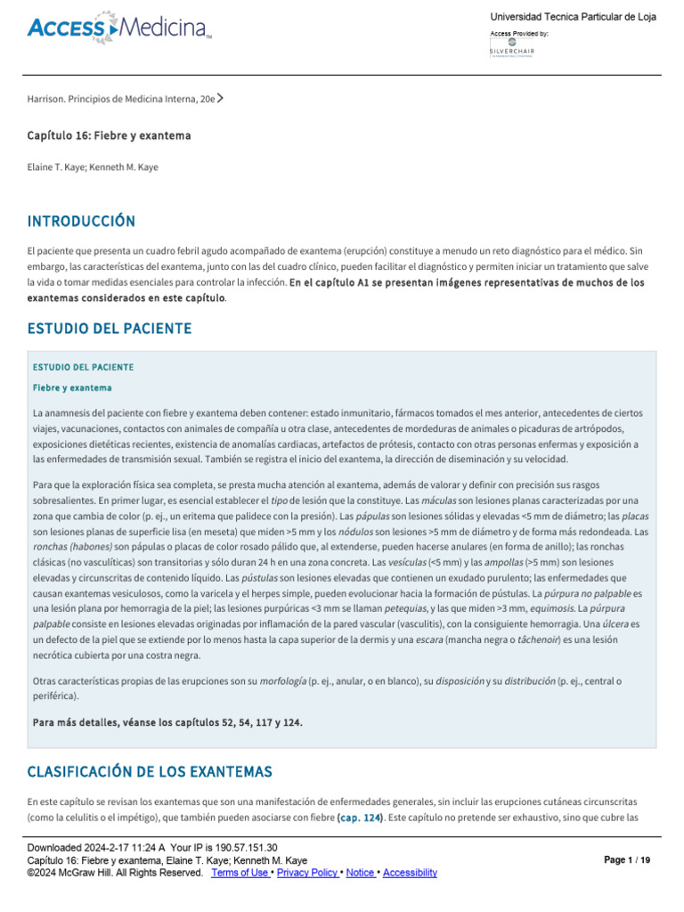 Capítulo 16 Fiebre Y Exantema Pdf