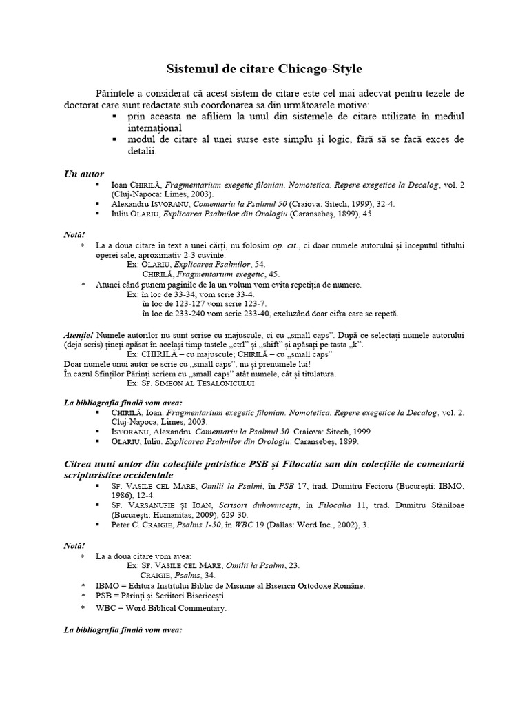 Sistemul de Citare Chicago (Varianta Dezvoltata) | PDF