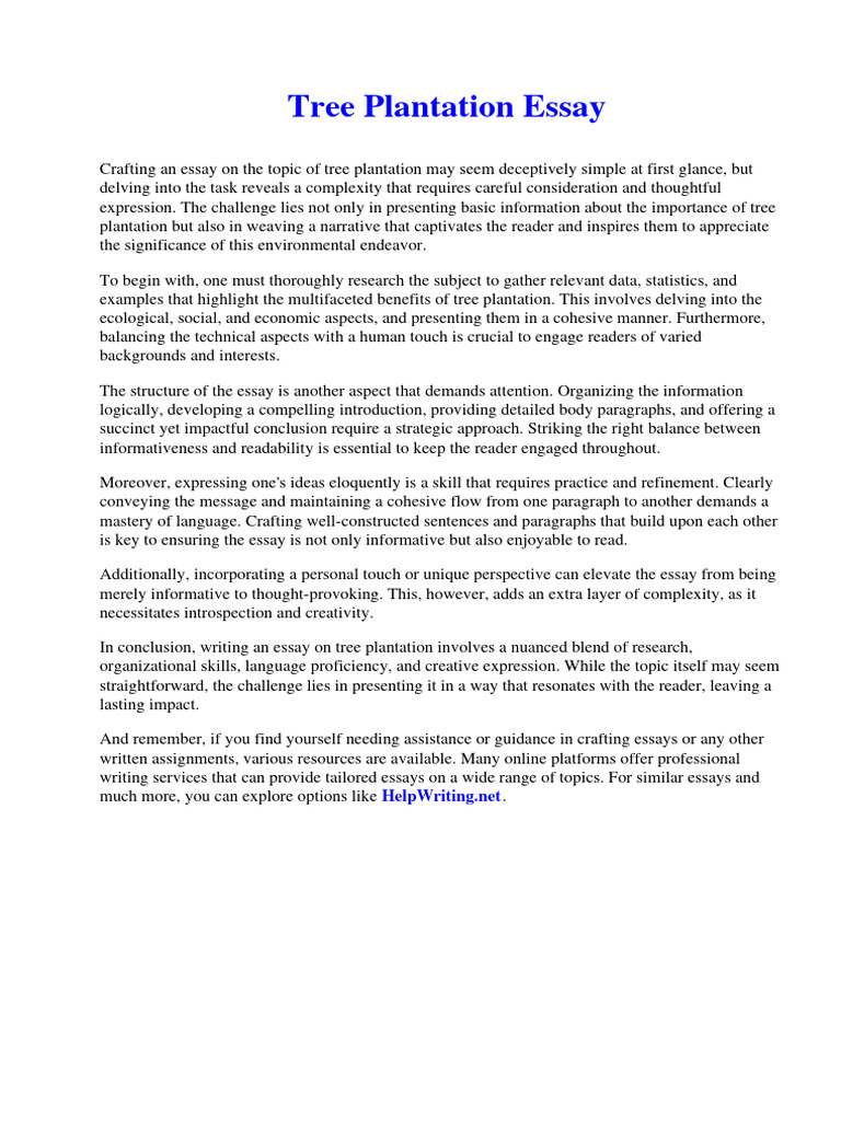 Tree Plantation Essay PDF Transmission Control Protocol Essays
