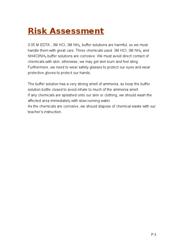 Risk Assessment Download Free PDF Titration Chemistry