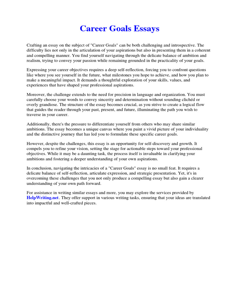 Career Goals Essays | PDF | Iliad | Trojan War