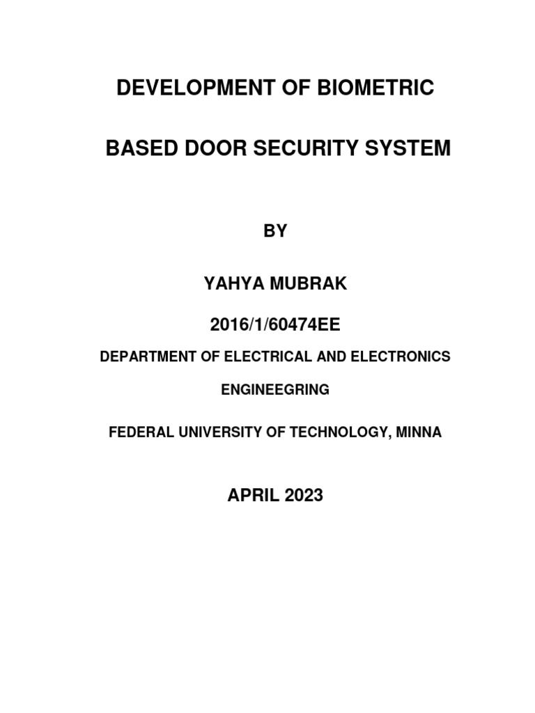 Development of Biometric Door Security System Project Report PDF