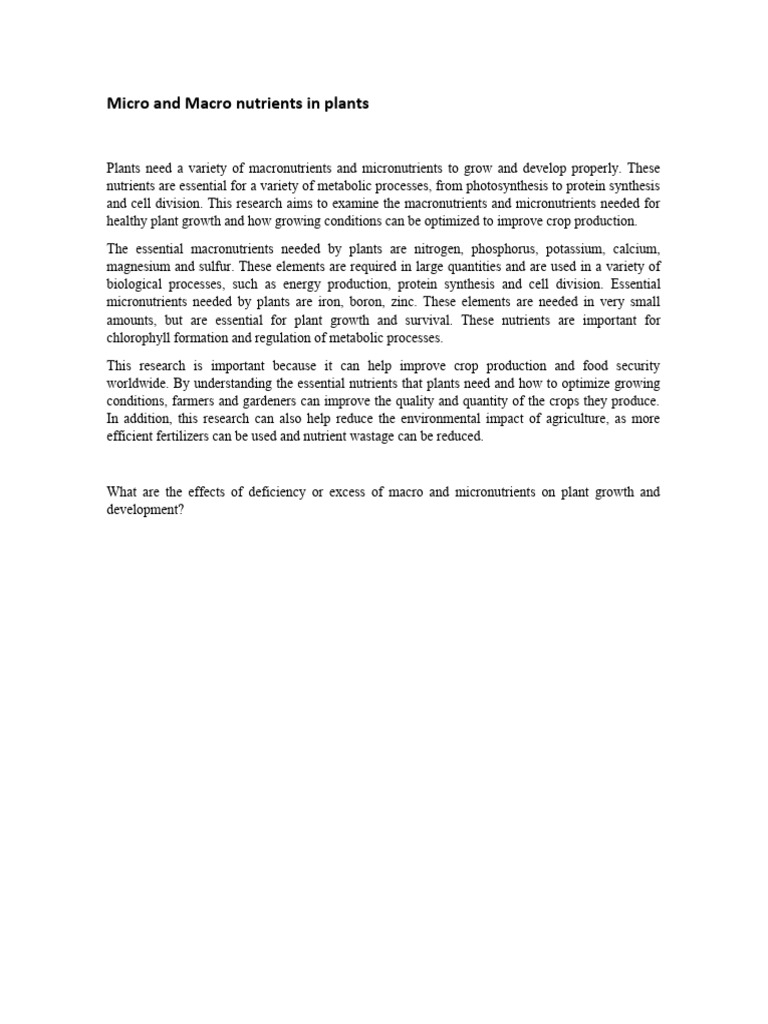 Micro And Macro Nutrients In Plants Pdf Plant Nutrition Nutrients
