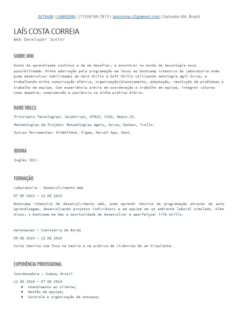 Laís Costa CV Ats | PDF