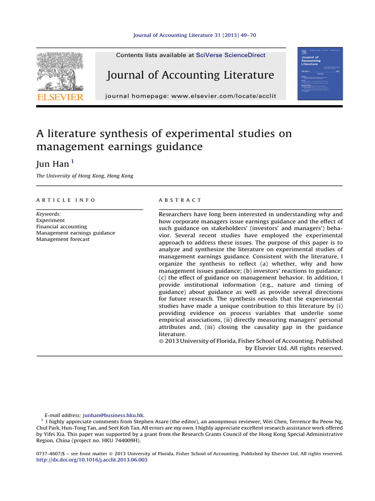 A Literature Synthesis of Experimental Studies On | PDF | Experiment ...