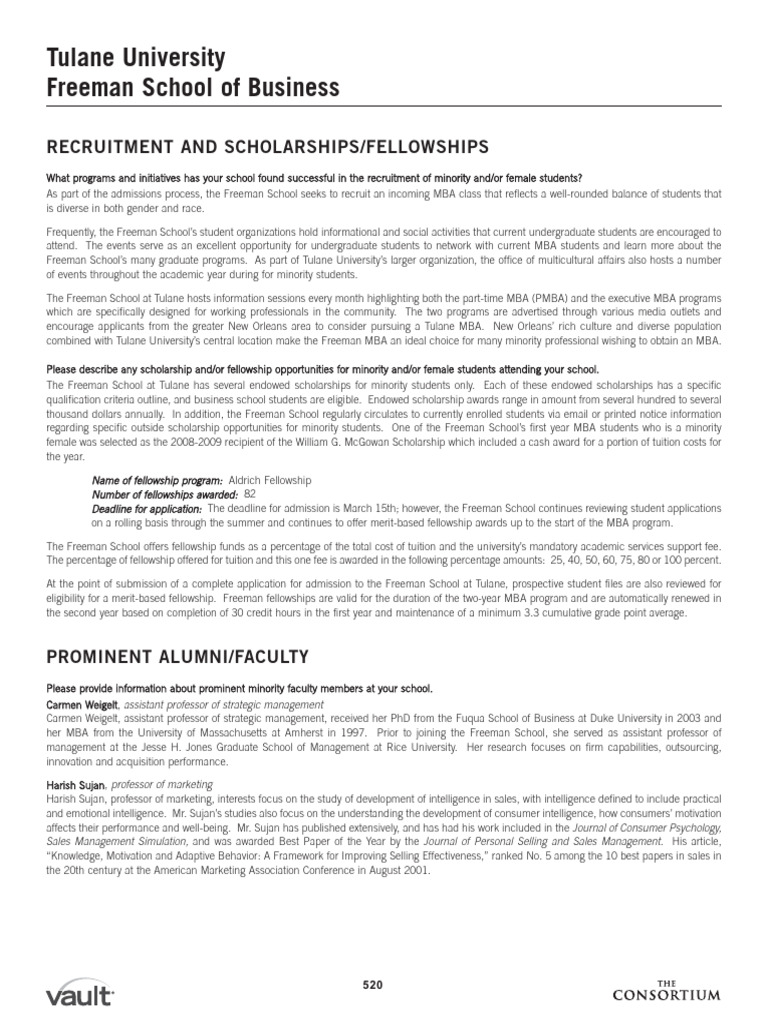 Tulane MBA Recruitment and Scholarships | PDF | Master Of Business ...