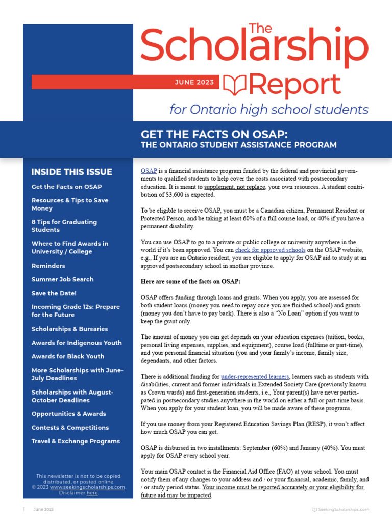 OSAP Guide for Ontario Students | PDF