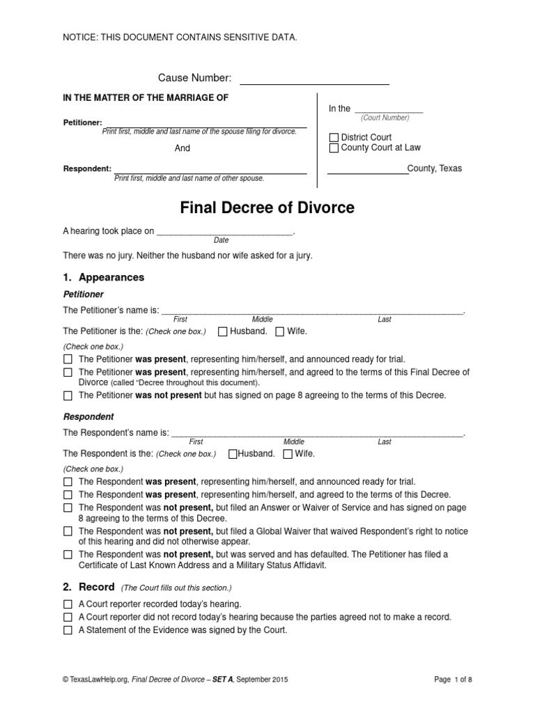 Texas Final Divorce Decree Template | PDF | Individual Retirement ...