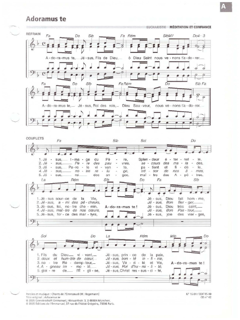 Adoramus Te L'Emmanuel | PDF
