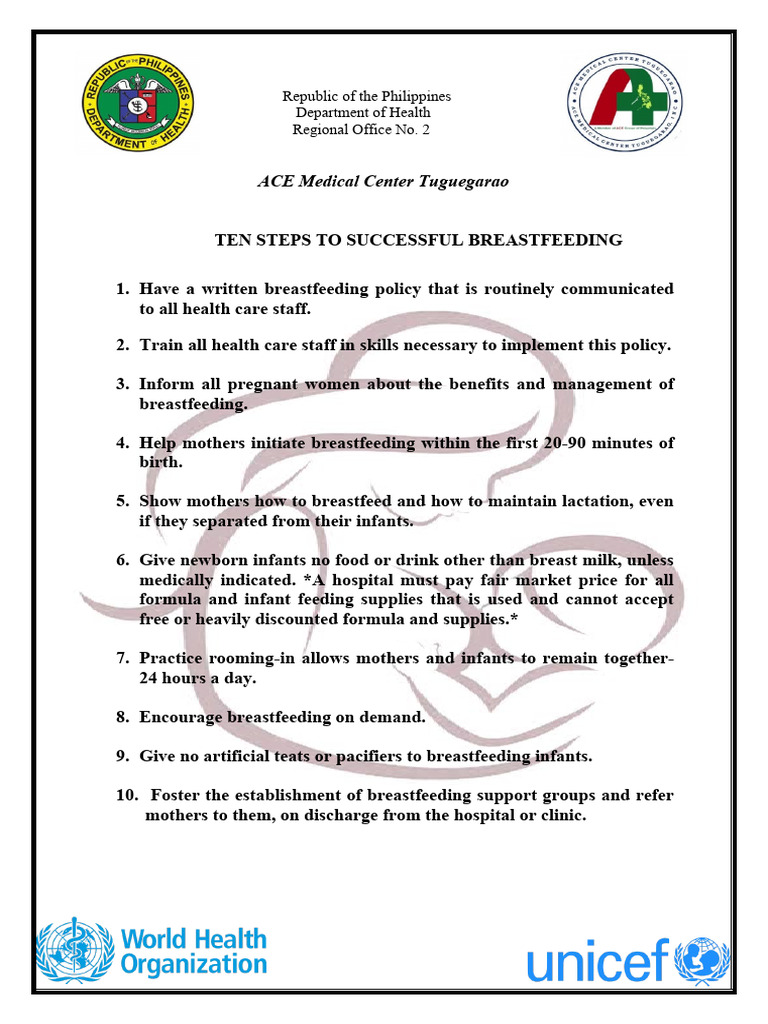 10 STEPS TO SUCCESSFUL BREASTFEEDING POSTER PDF visual data 5