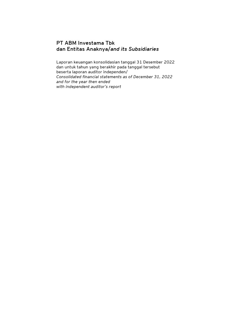 Abm Investama TBK Bilingual 31 Des 2022 Released Final | PDF