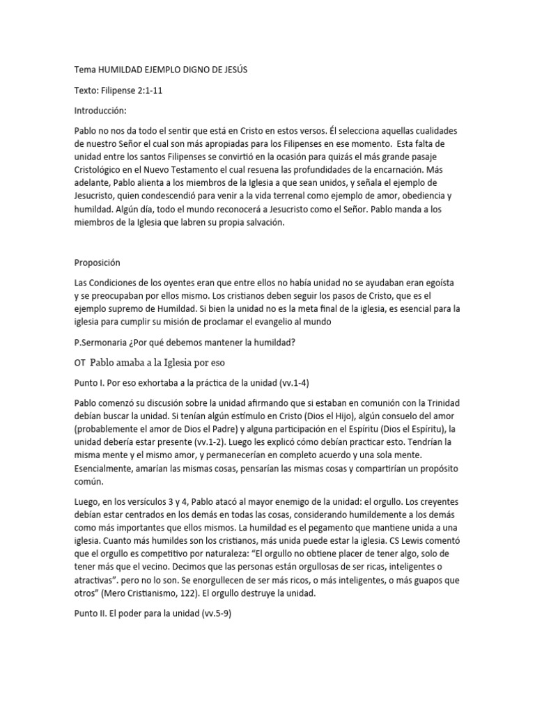 Humildad y Unidad en Cristo | PDF | Jesús | Pablo el apóstol