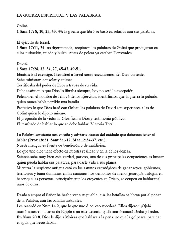 Poder de la Palabra en la Guerra Espiritual | PDF | Dios | David