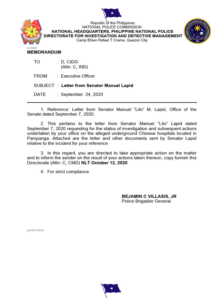 Action Required on Lapid's Inquiry | PDF | Government | Philippines