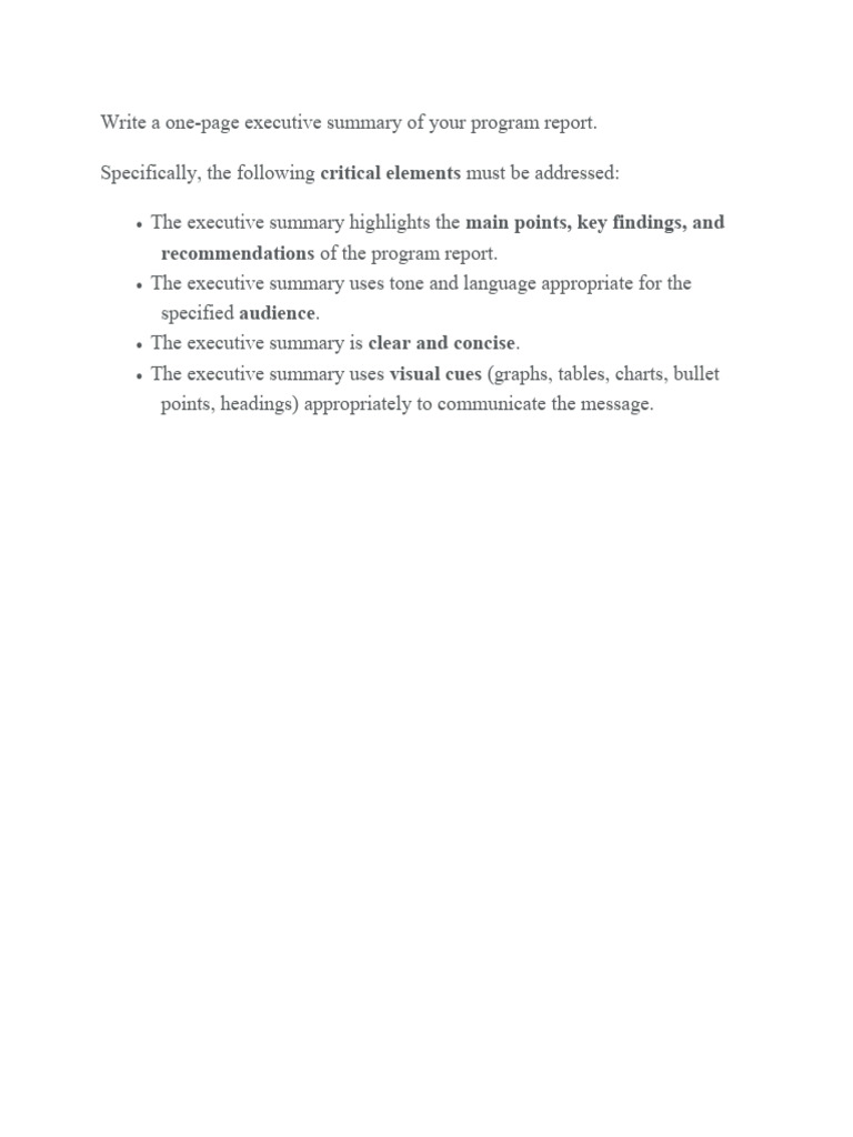 Executive Summary Guidelines for Reports | PDF