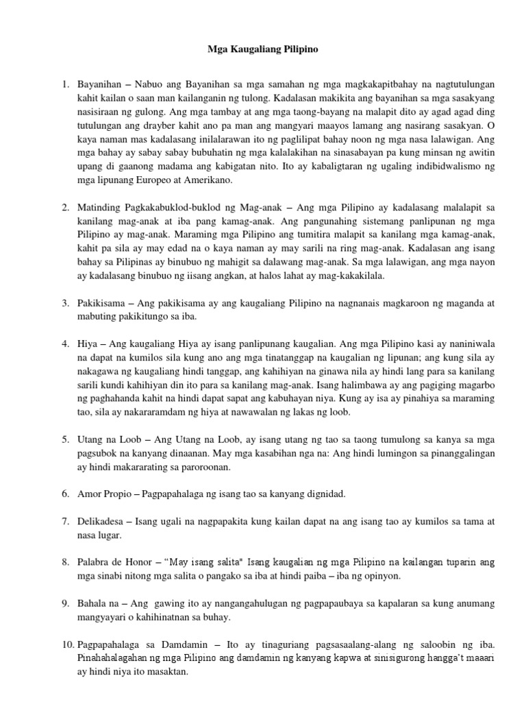 Mga Kaugaliang Pilipino