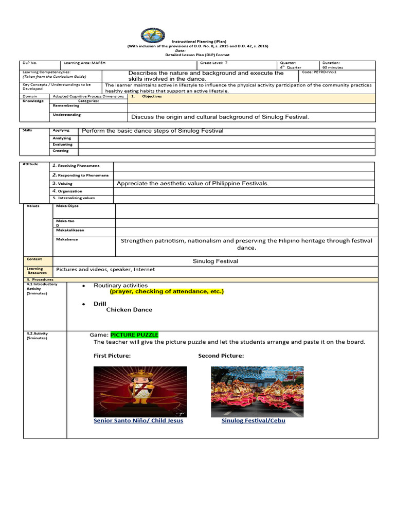 P.E 7 Lesson Plan | PDF | Learning | Cebu